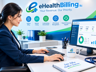 Modern medical billing office workspace